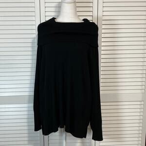 Investments Black Jersey Ribbed Knit Tunic Cowl Neck Sweater Women XL